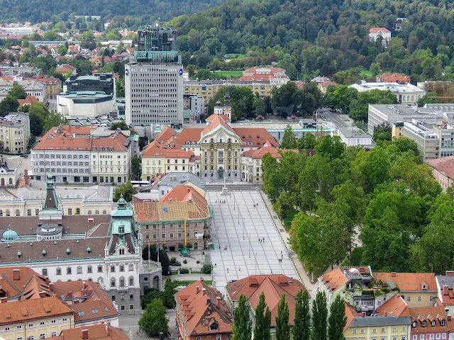 Congress Square viewed from above in Ljubljana Slovenia