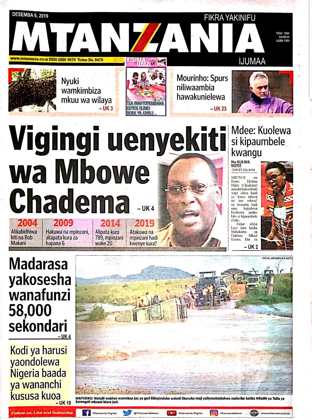 HAYA HAPA MAGAZETI YA LEO IJUMAA DESEMBA 6,2019