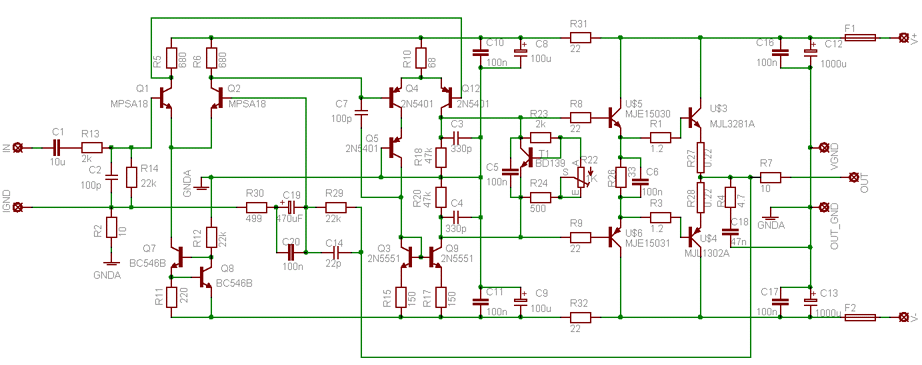 Bjt Power Amplifier Circuit Diagram
