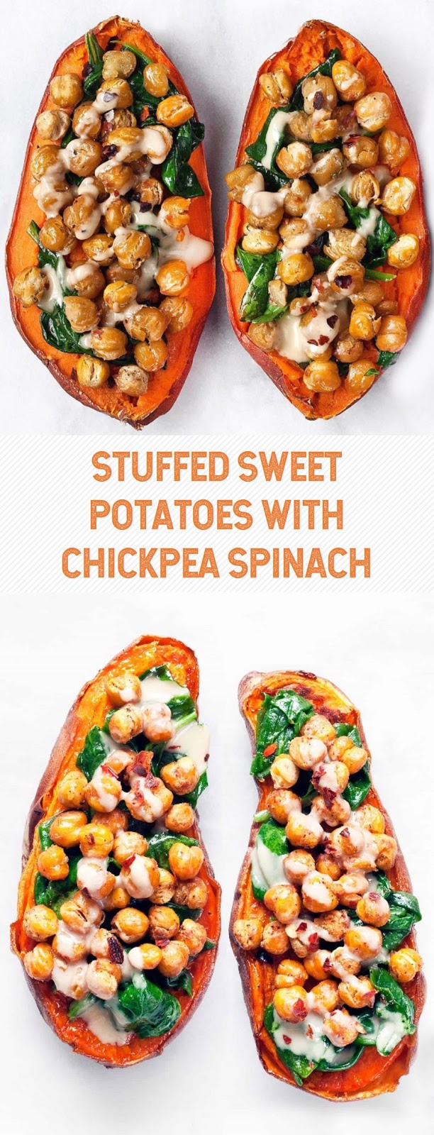 STUFFED SWEET POTATOES WITH CHICKPEA SPINACH 