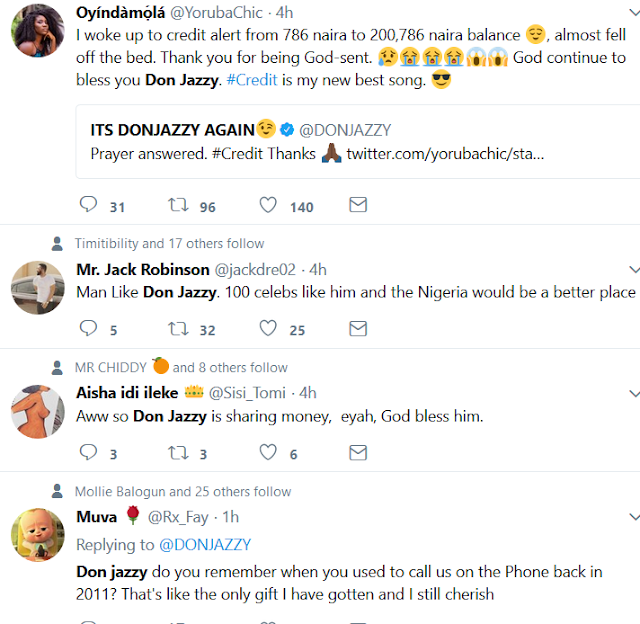 Don Jazzy doles out money to fans... 