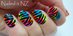 neon print zebra nail tutorial