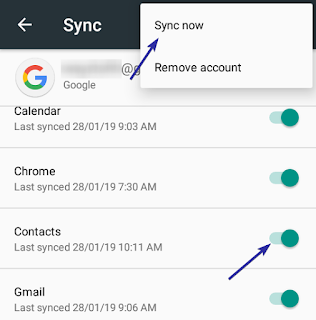 android backup contact sync