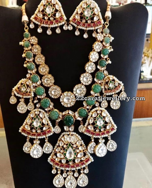 Carved Emerald Polki Choker - Jewellery Designs