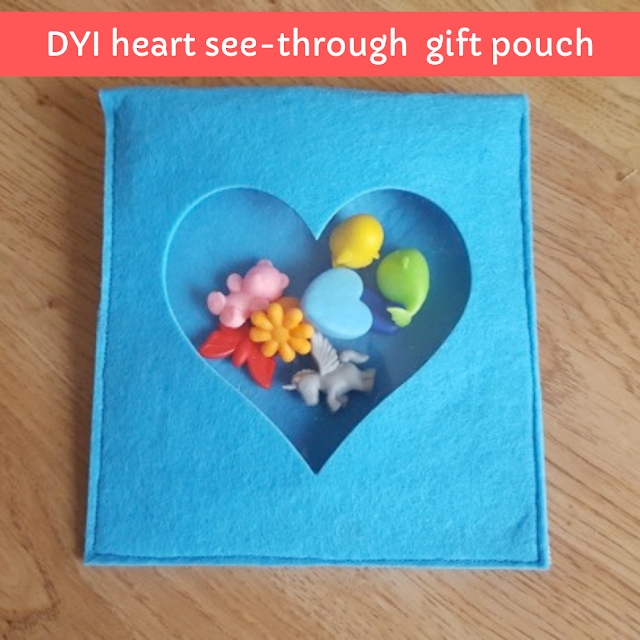 DYI heart see-through Valentine's gift pouch