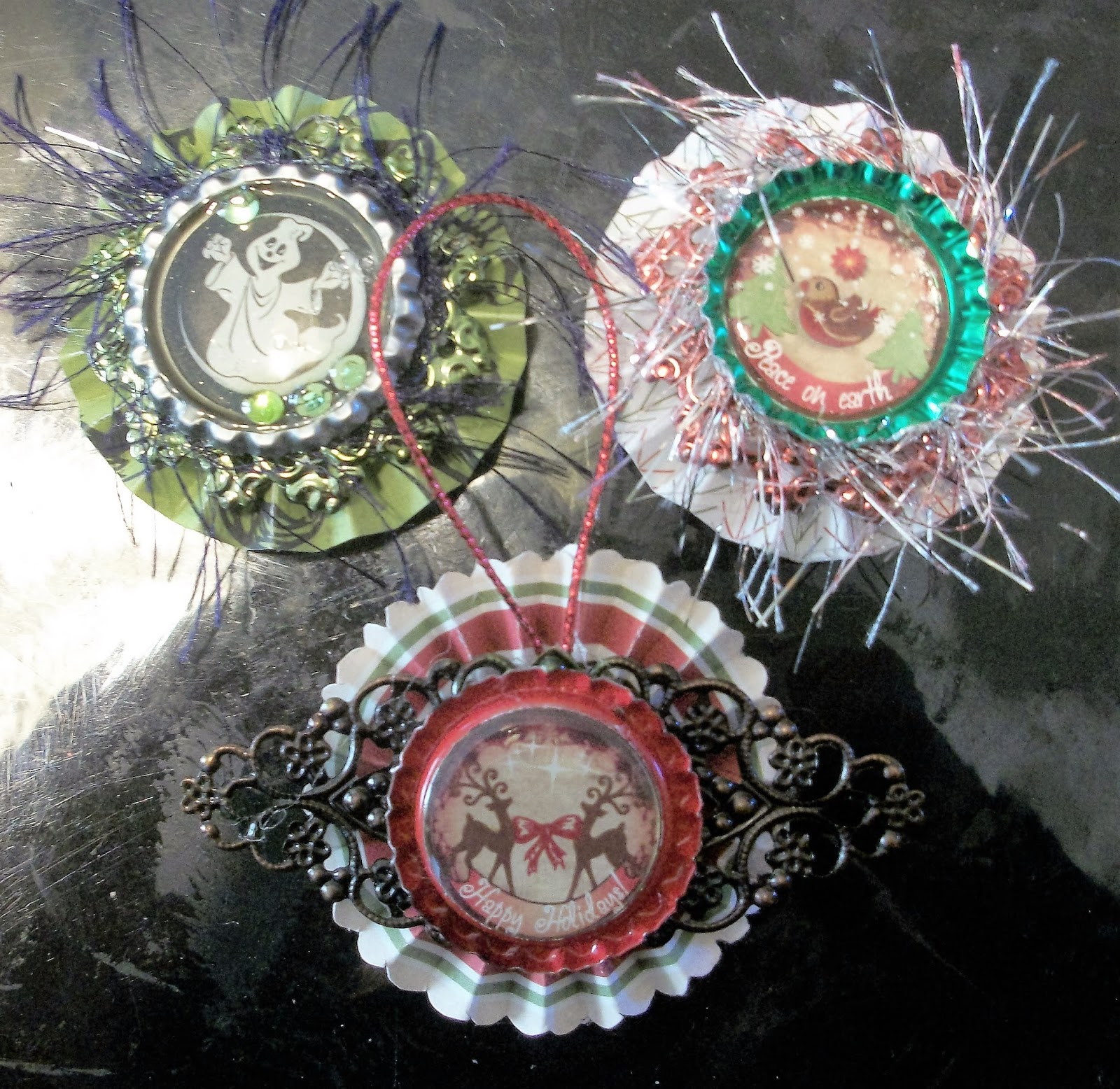For the Love of Cardmaking Rosette die Embellishments using a Bottle Cap