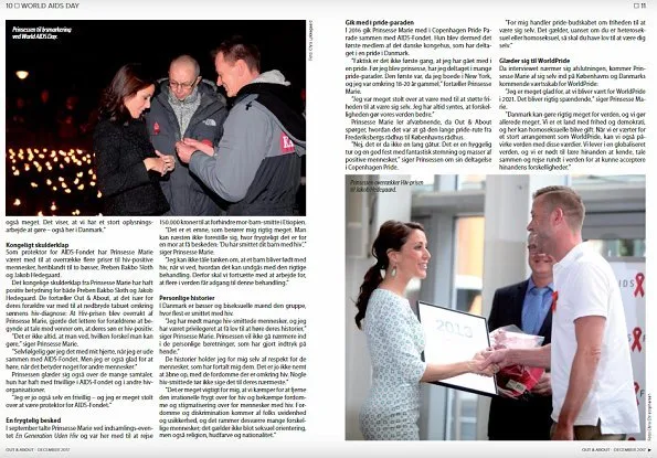 Danish Magazine Out & About made a special interview with Princess Marie of Denmark on the occasion of World AIDS Day