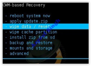 wipe data / reset - cwm recovery