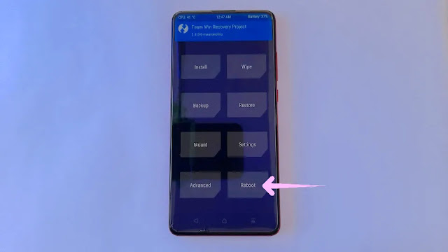 clicking on reboot click on reboot which is on the bottom right
