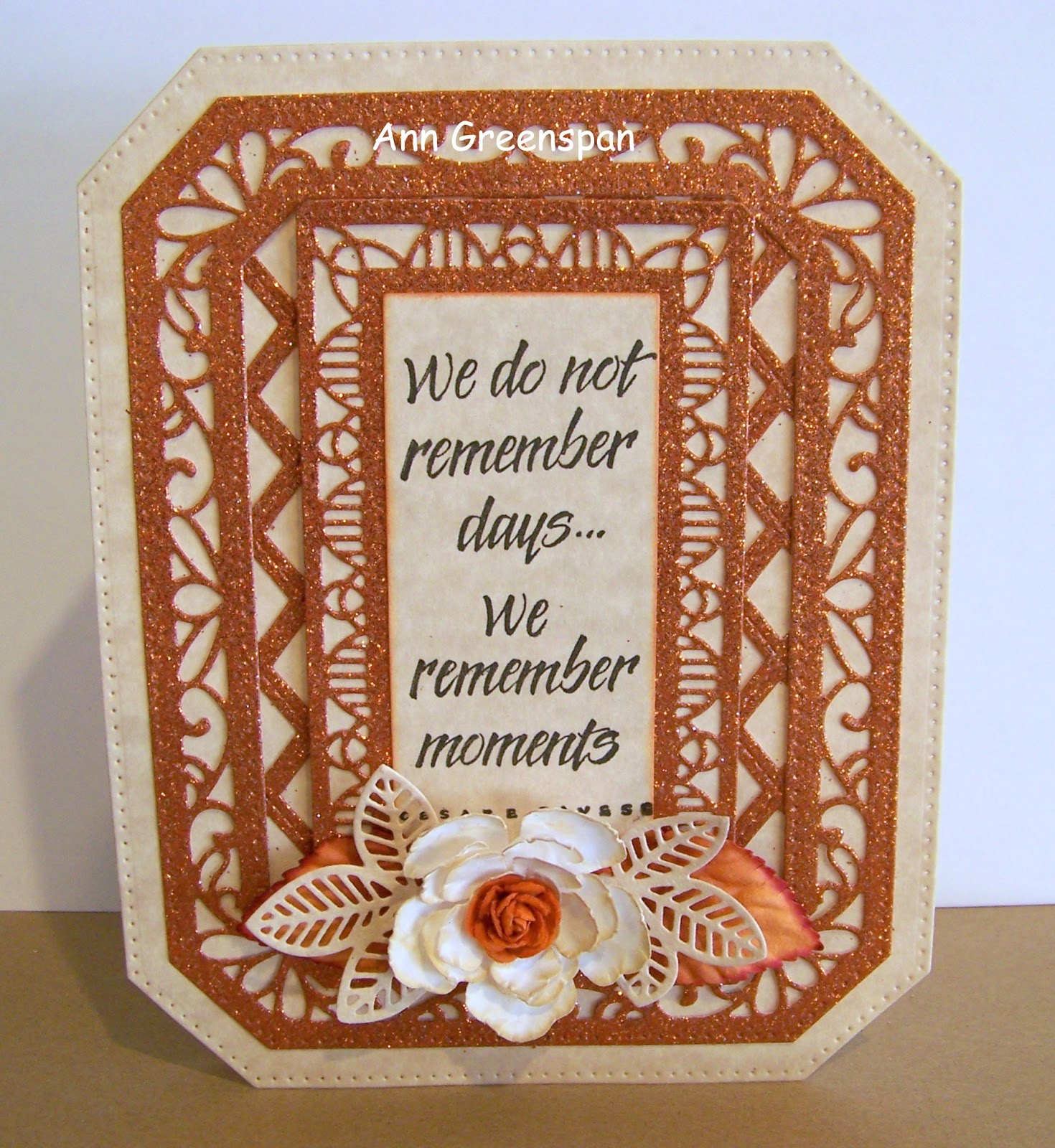Dies R Us Glittery Ornate Pierced Rectangle Card by Ann