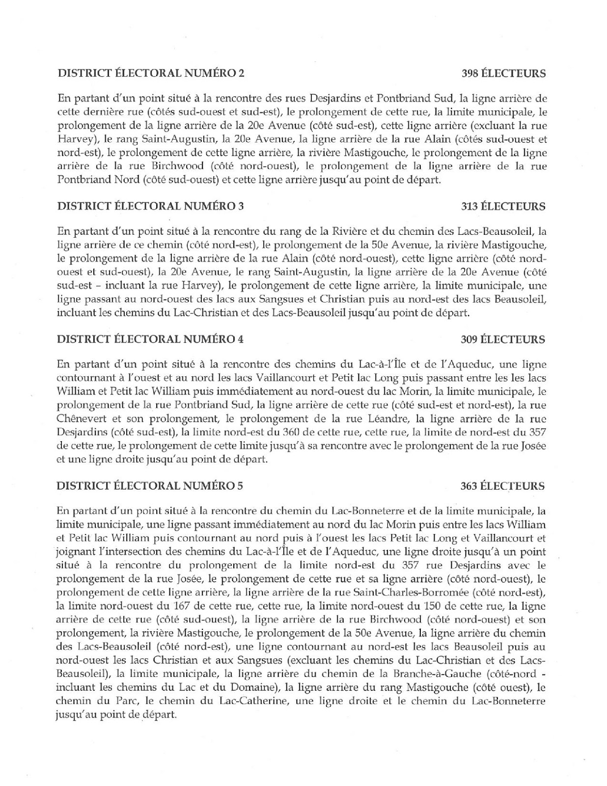 Avis public Districts électoraux