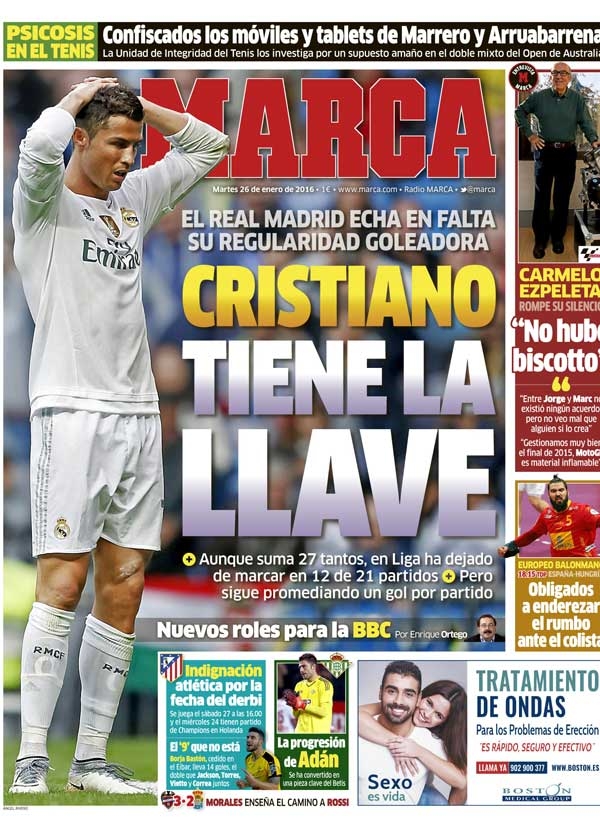 Real Madrid, Marca: "Cristiano tiene la llave"