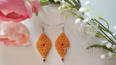 Pendientes en macramé, aros, aretes, Earrings, hoops, earrings in macramé by #AdrianaAbril