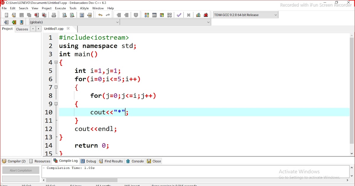 Learn, and Explore: nasted loop in c++ programs to print stars pettern