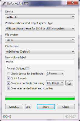 Bootable Flash Disk Windows 7 dengan Rufus Selesai - Aplikasi