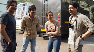 Nagarjun, Ranbir Kapoor, Alia Bhatt, Ayan Mukherji Nagarjun, Ranbir Kapoor, Alia Bhatt, Ayan Mukherji on 'Brahmashtra' set