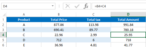 Formulas are changed according to the row number