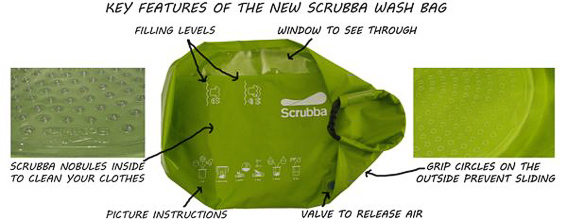 Bolsa Scrubba wash bag. Ideas regalos viajeros San Valentin