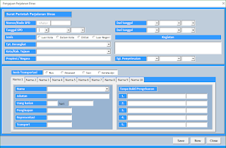 Form input pengajuan perjalanan dinas Aplikasi Excel Surat Perintah Perjalanan Dinas (SPPD)