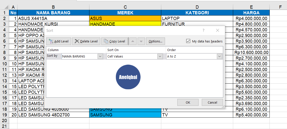 sorting data tanggal
