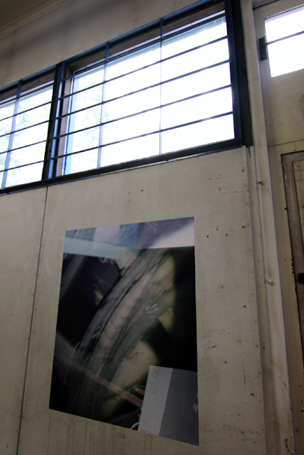 inkjet print image attached directly to wall, the image is an abstract collage of images. inkjet print image attached directly to wall, the image is an abstract collage of images.