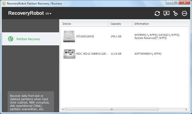 Screenshot RecoveryRobot Partition Recovery 1.3.3 Full Version Screenshot RecoveryRobot Partition Recovery 1.3.3 Full Version