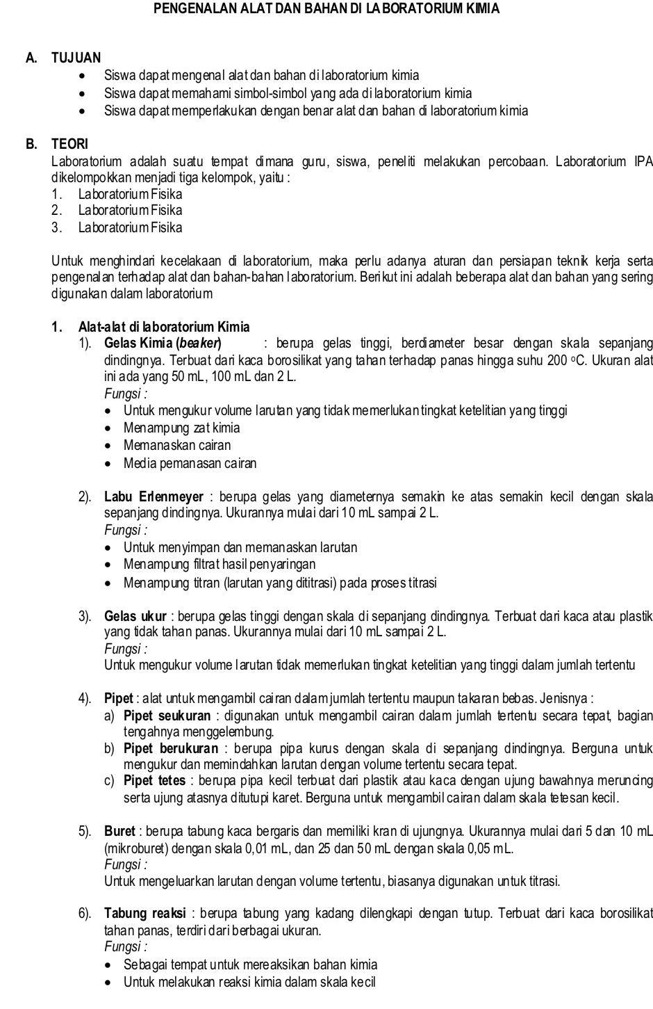 Dunia Rieta: Pengenalan Alat dan Bahan di Laboratorium Kimia