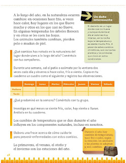 Apoyo Primaria Exploración de la Naturaleza y la Sociedad 1er grado Bloque 2 lección 2 Cambios en la naturaleza del lugar donde vivo