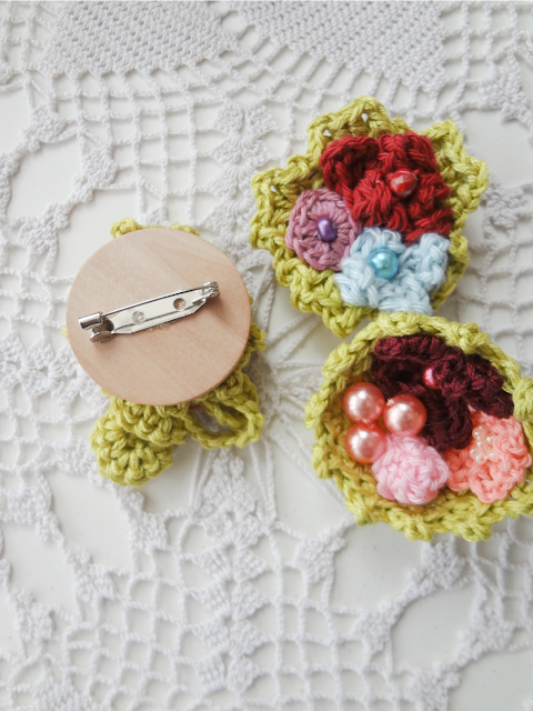 Wooden Floral Brooches