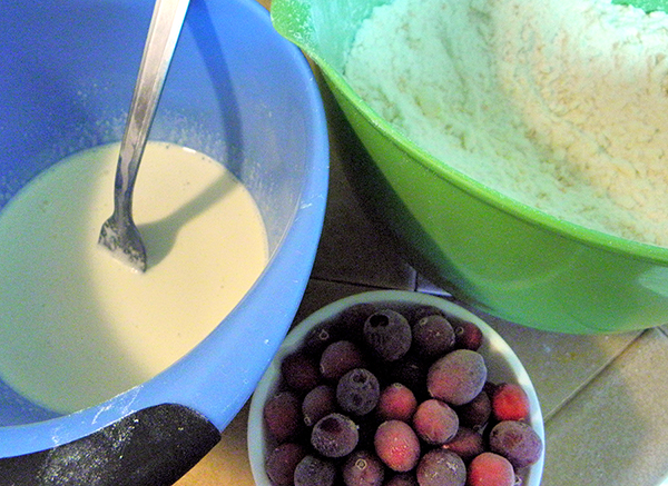 Wet Ingredients, Dry Ingredients, and Frozen Cranberries
