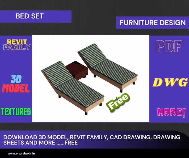 Bed Set Type-1 |  Furniture Design | free download