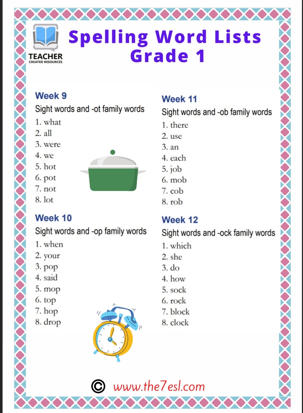 Spelling Word Lists Grade 1 - English Created Resources