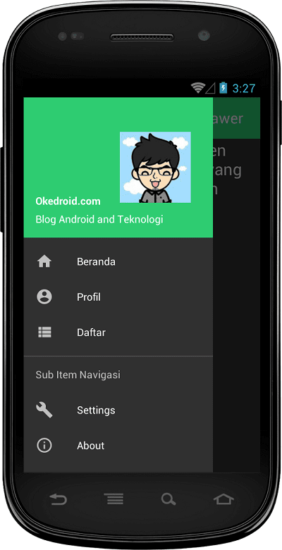 Membuat Navigation Drawer Di Android Studio | cara membuat navigation drawer view material design Membuat Navigation Drawer Di Android Studio | cara membuat navigation drawer view material design