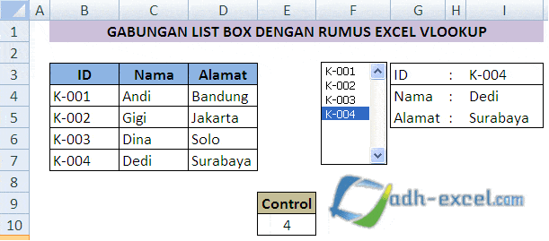 Menggabungkan List Box Dengan Rumus Excel Vlookup Adhe Pradiptha