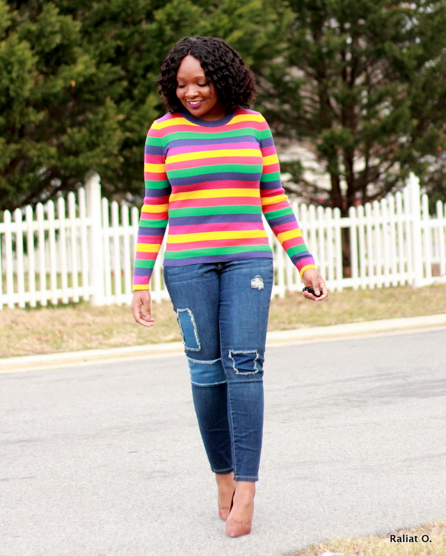jeans with colored stripes