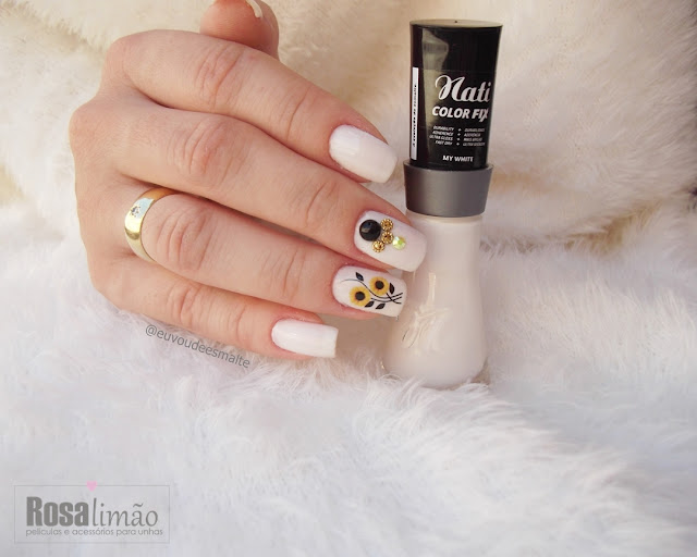 Unhas Decoradas Girassol - Película Rosa Limão