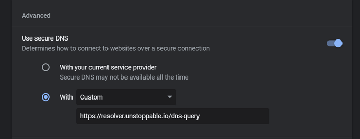 Chrome DNS personnalisé