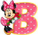 Alfabeto animado de Minnie Mouse con ramo de rosas B. 