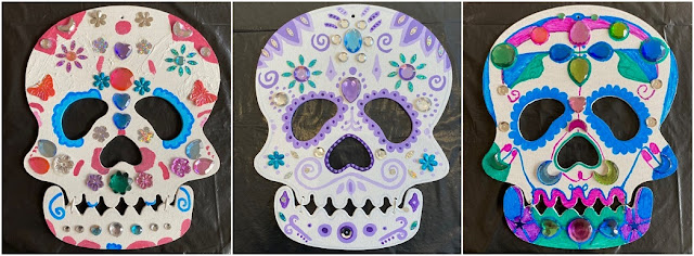 Painted decorated wooden sugar skulls