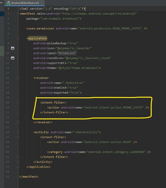 كيفية التعامل مع broadcast بالاندرويد ستوديو وتنفيذ وظيفة عندما يرن الهاتف