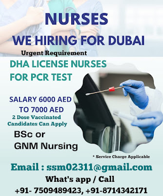 Urgently Required DHA License Nurses for PCR Test In Dubai