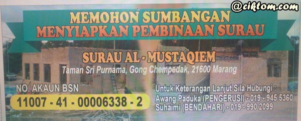 memohon sumbangan menyiapan pembinaan surau