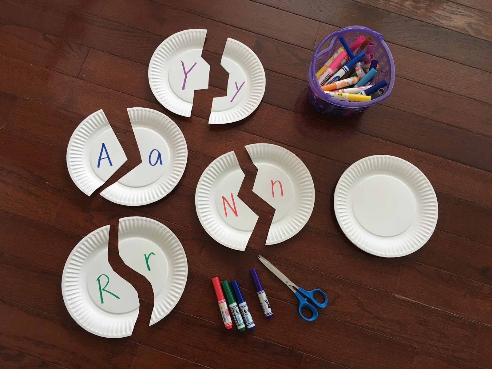 Toddler Approved! Alphabet Paper Plate Puzzles