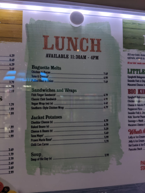 Haven Berwick Upon Tweed Review - lunch menu
