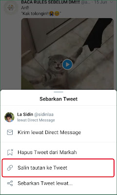 Menyalin link twitter