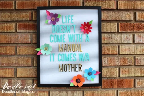 Learn to make 3D flowers to decorate a letterboard using DCWV paper and the Cricut Maker.