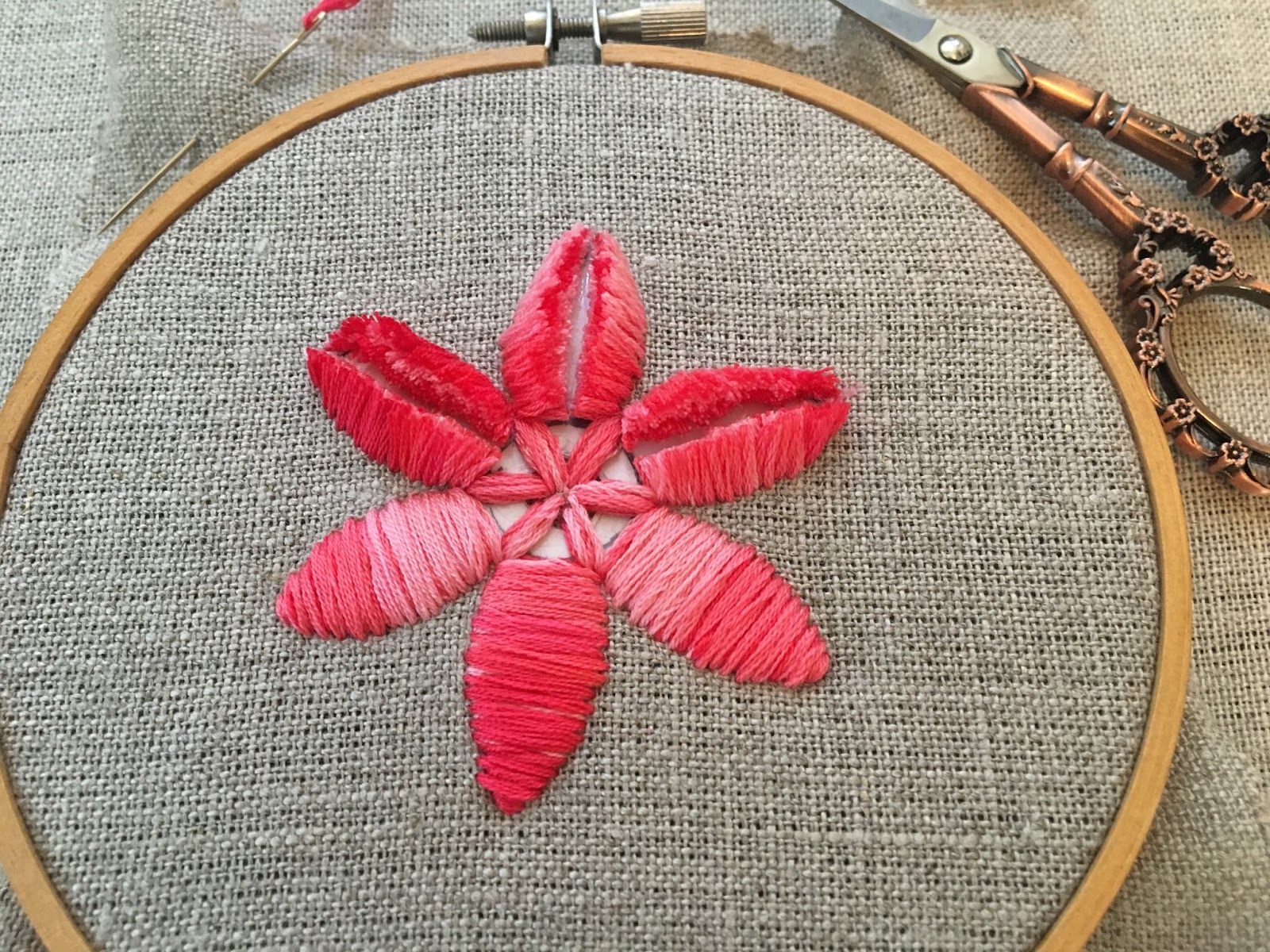 Plushwork with cotton floss, a tutorial by Michelle for Mooshiestitch Monday on Feeling Stitchy