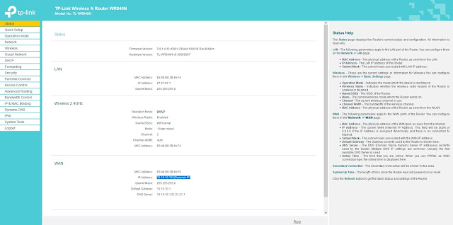 Status WAN sudah mendapatkan IP address