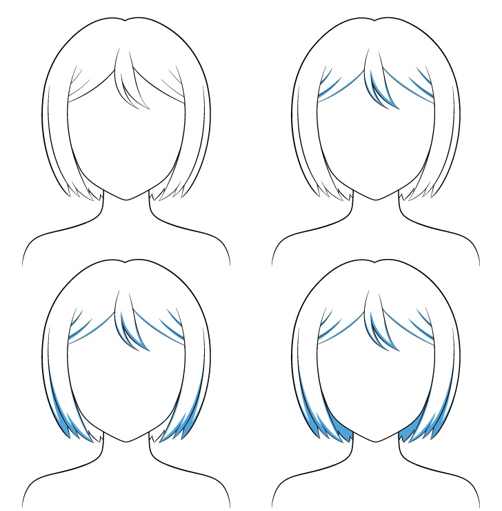 Langkah shading rambut disisir anime