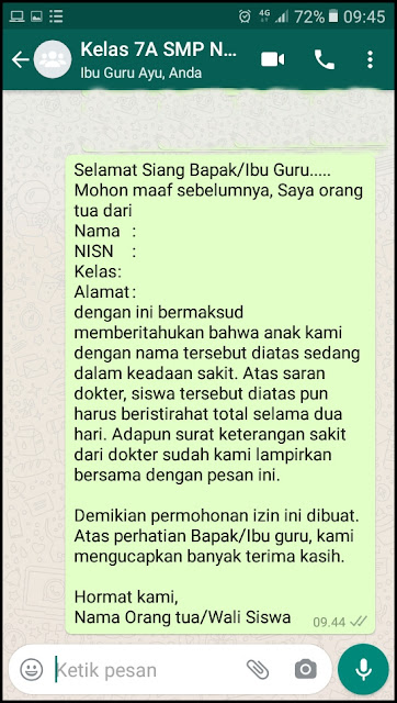 Izin tidak masuk kerja lewat whatsapp